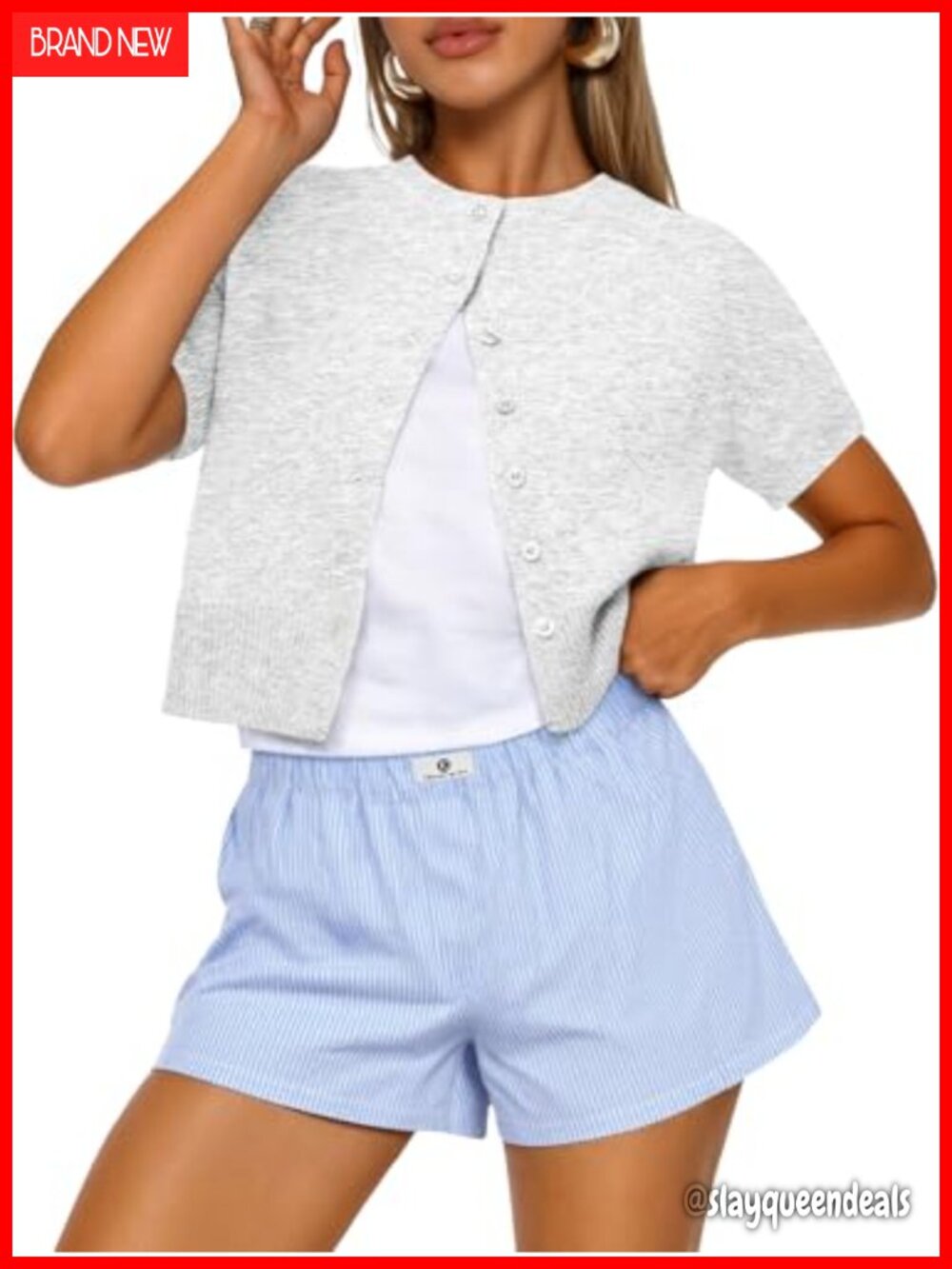 Women's Short Sleeve Button Front Cardigan Lightweight Sweater